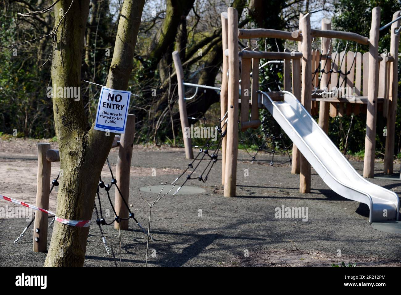 COVID-19 restrictions. It's forbidden to come to the playground 28397143  Stock Video at Vecteezy