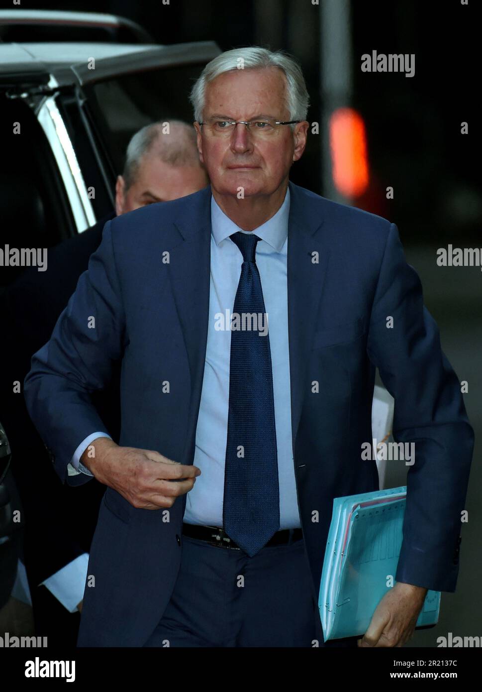 Photograph of Michel Barnier, the European Commission's Head of Task Force for Relations with the United Kingdom, arriving at Number 10 Downing Street. Stock Photo