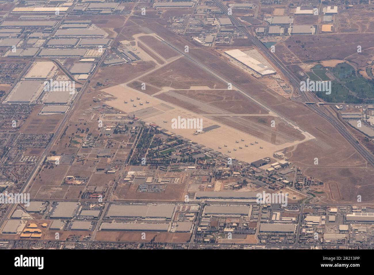 Aerial view of Joint Forces Training Base Los Alamitos in between Long