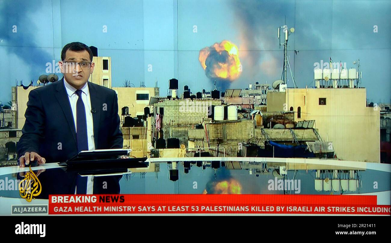 Television news coverage from Al Jazeera as violence escalates in the