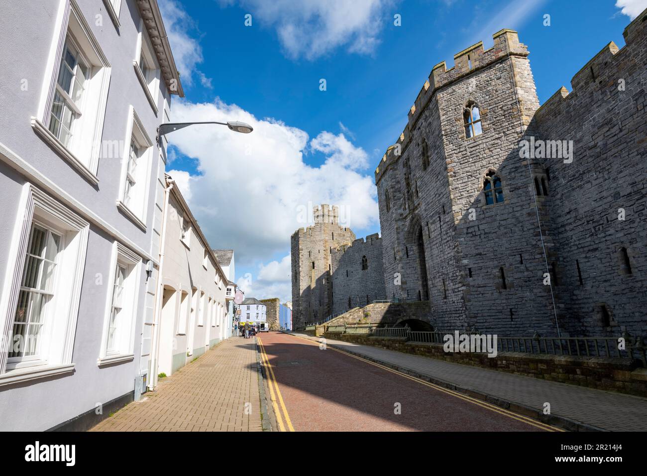 Caernarfon Castle from Castle Ditch, Caernarfon, Gwynedd, North Wales