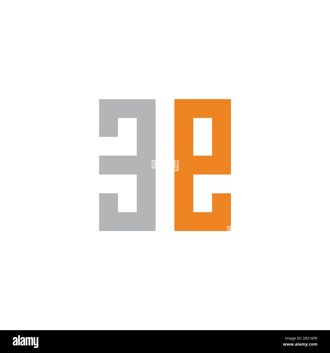 Letter e number 3 square geometric simple symbol logo vector Stock