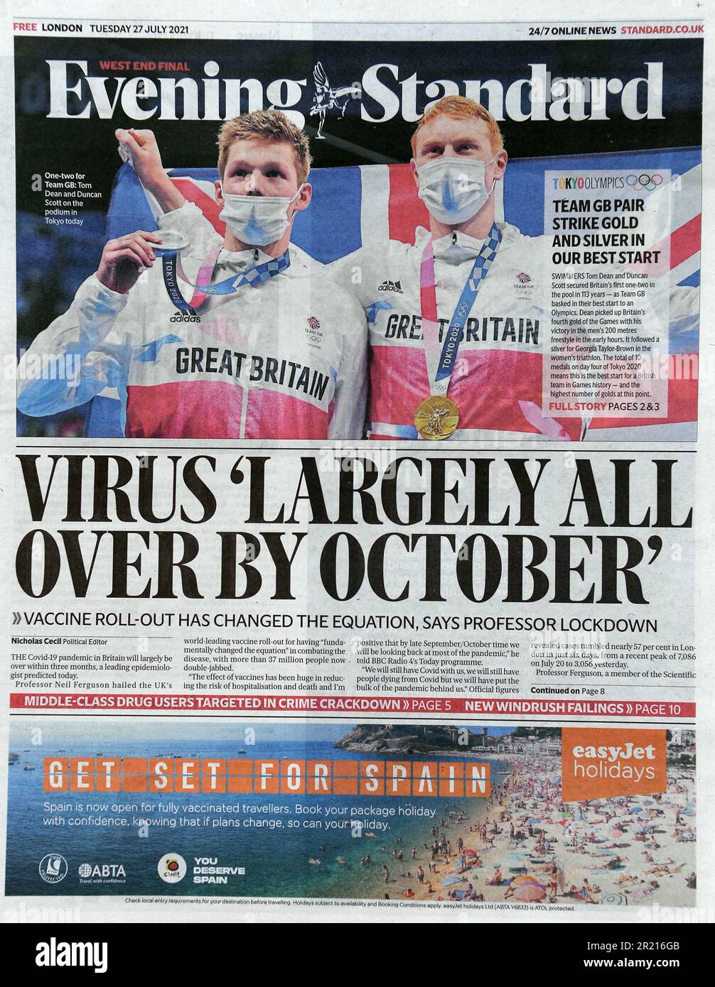 Evening Standard front page (British newspaper), reporting on the ...