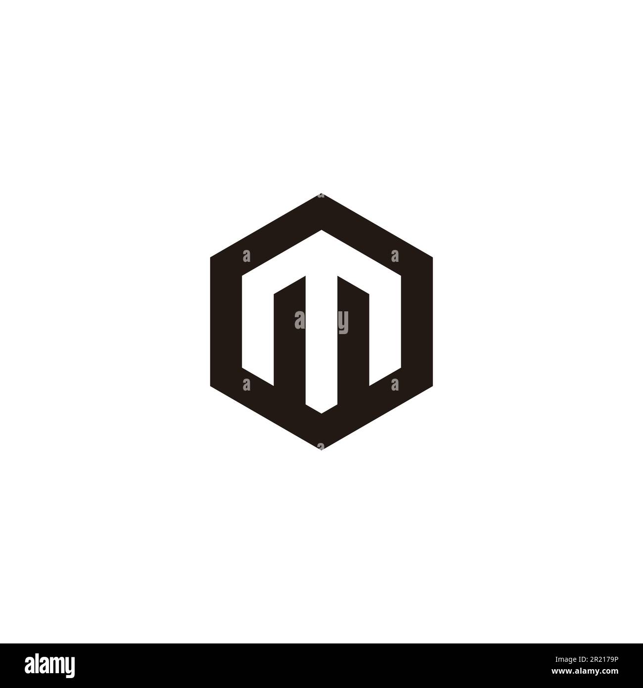 Letter M hexagon, outline geometric simple symbol logo vector Stock ...