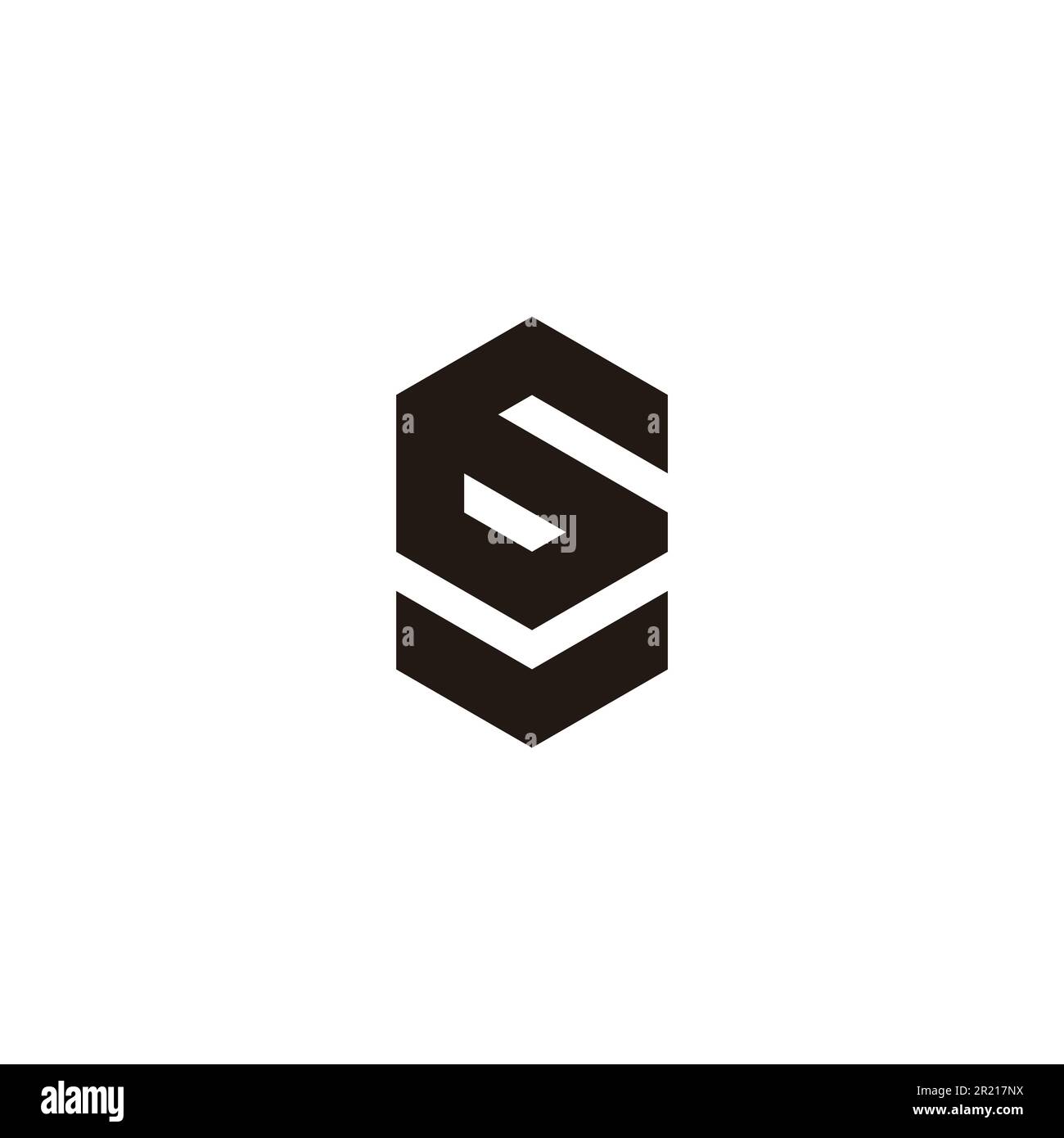 Letter v number 6 hexagon geometric symbol simple logo vector Stock