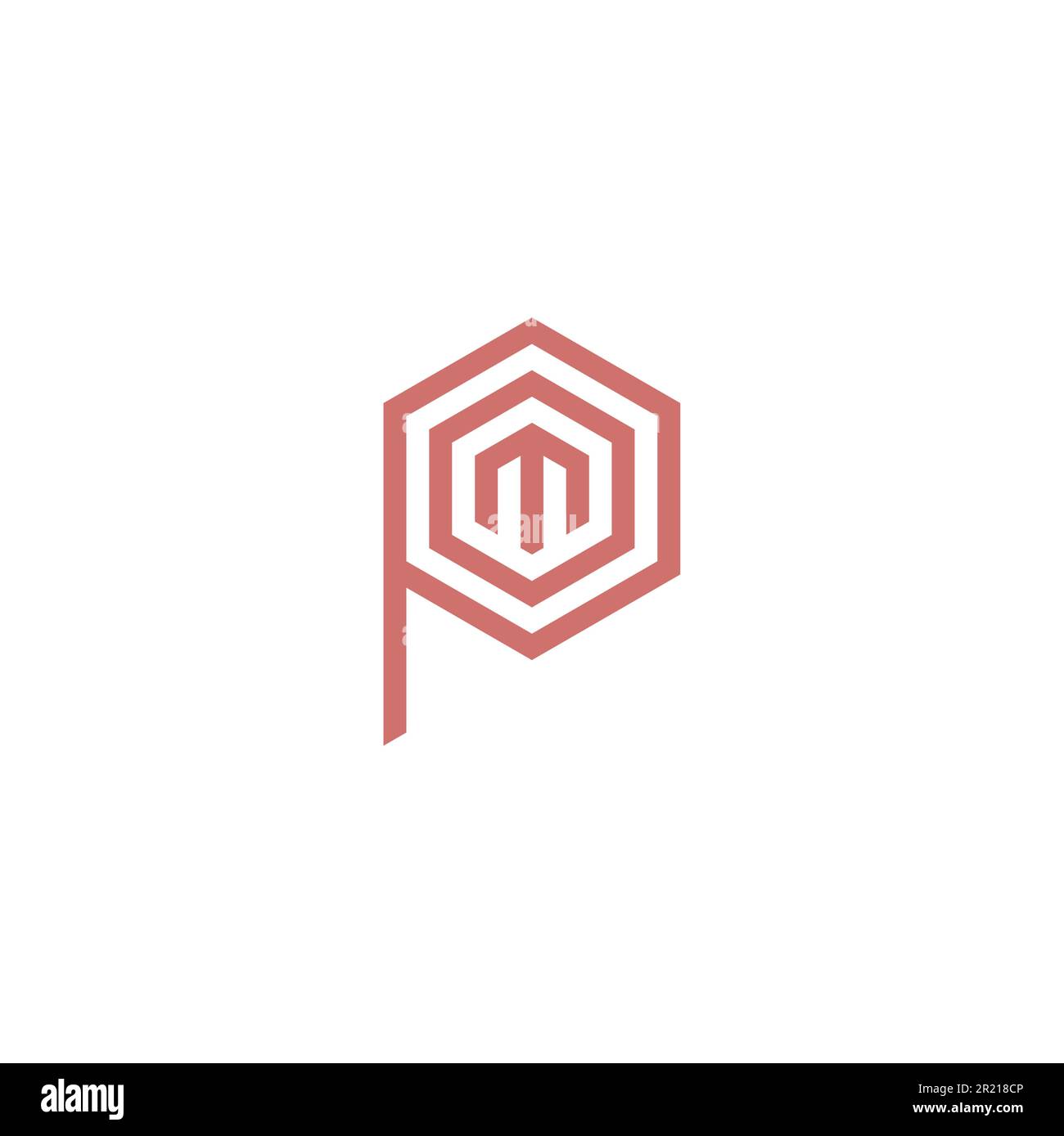Letter m, o and p hexagon line geometric symbol simple logo vector ...