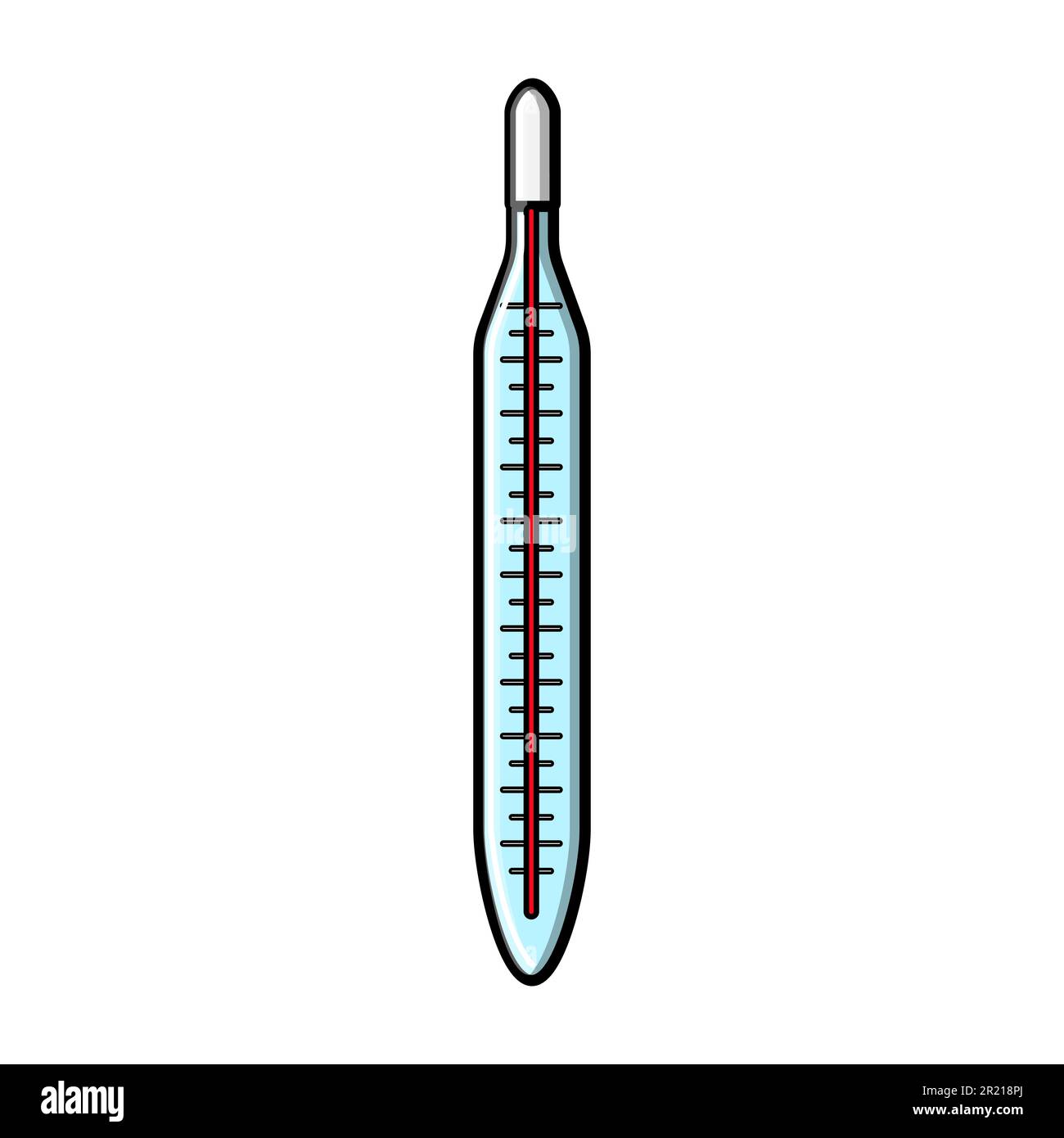 Medical glass mercury thermometer to measure body temperature, icon on