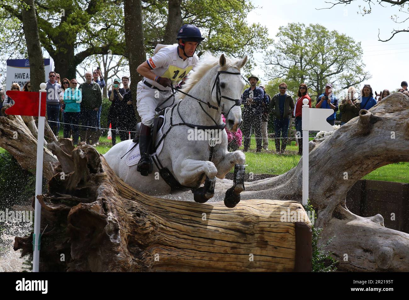 Harry Meade from Great Britain riding Away Cruising in the Cross Country at Badminton Horse Trials 2023 Stock Photo
