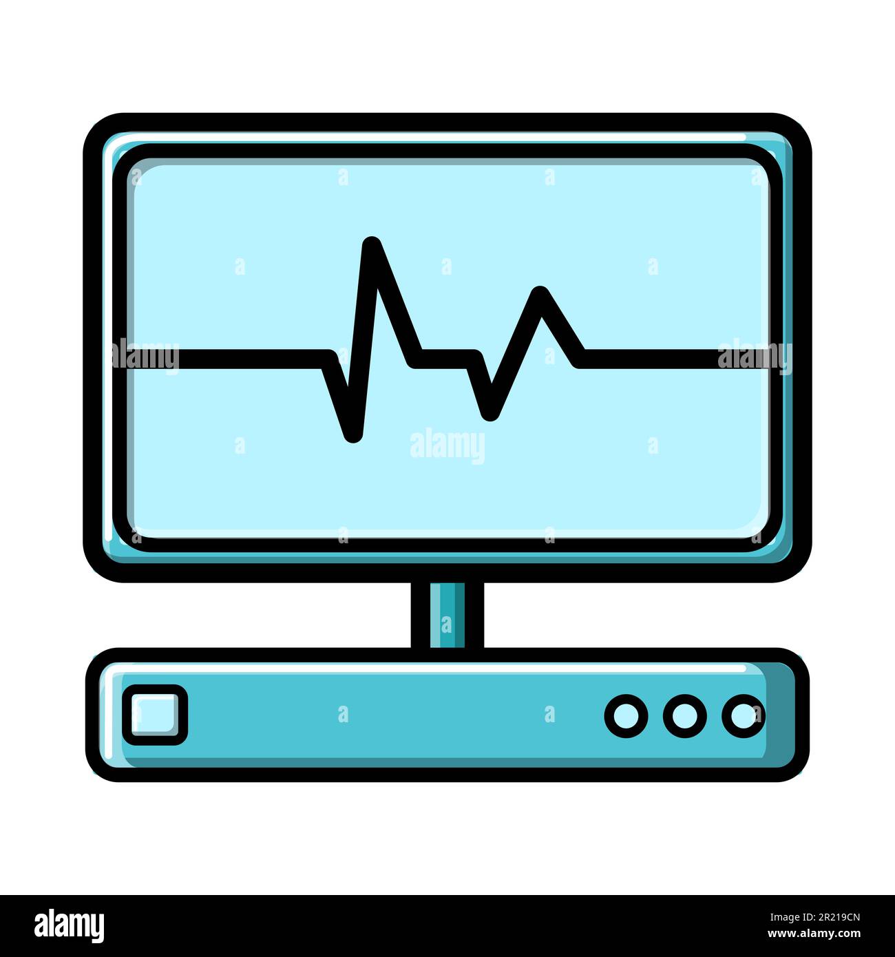 Abstract medical device with a monitor for examination of the heart, ultrasound and cardiogram,  icon on a white background. Vector illustration. Stock Vector