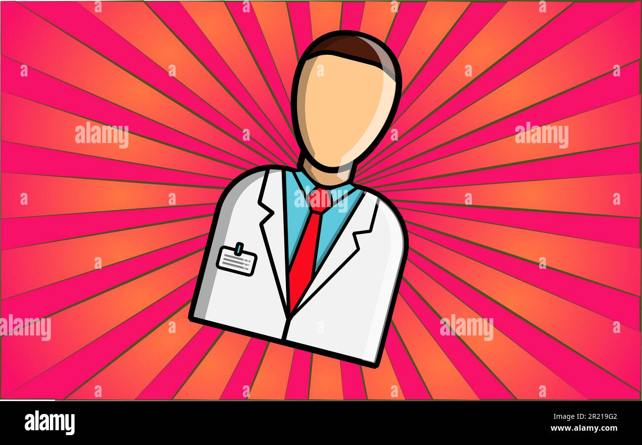 Medical employee health worker doctor man in white coat on abstract red ...