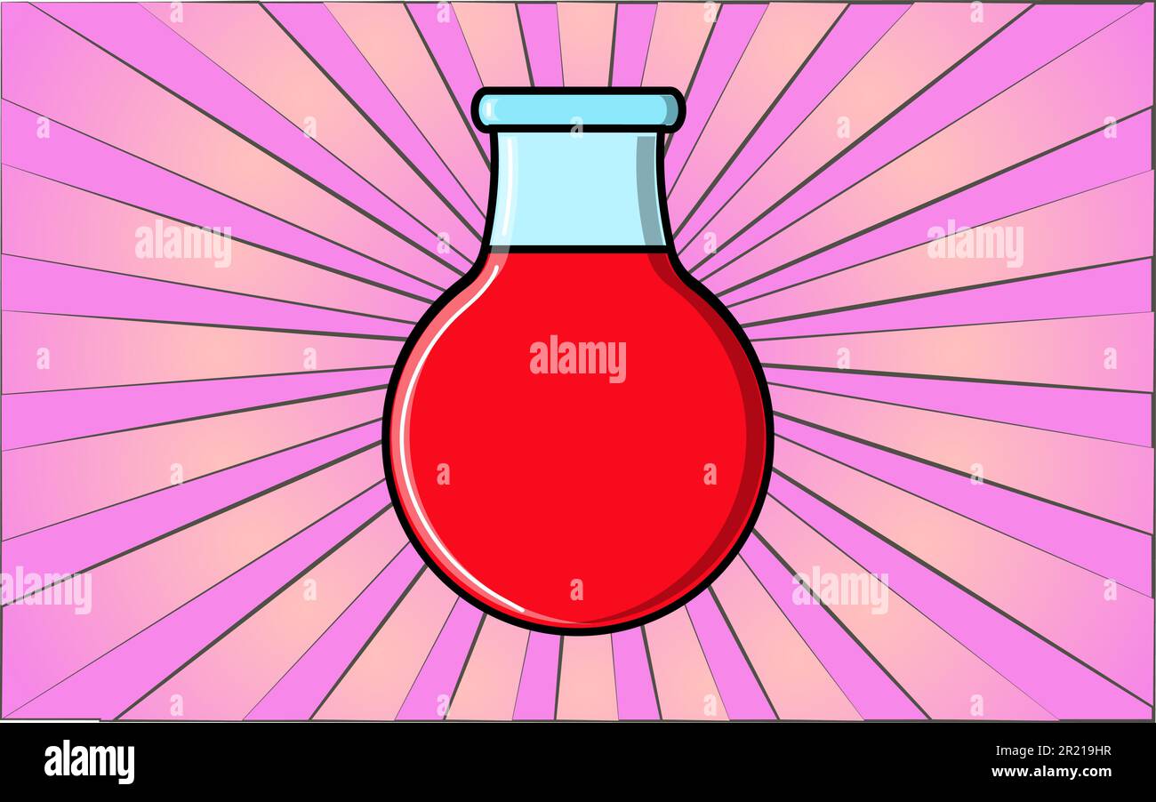 Medical red laboratory science glass chemical flask for research and