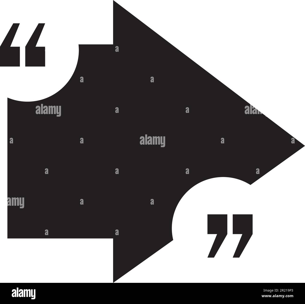 Quote blank speech citation arrow bubble for text vector. Quotation wise mention, discussion and