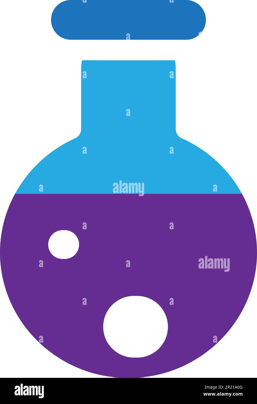 Chemical liquid in laboratory flask icon vector. Chemistry science ...