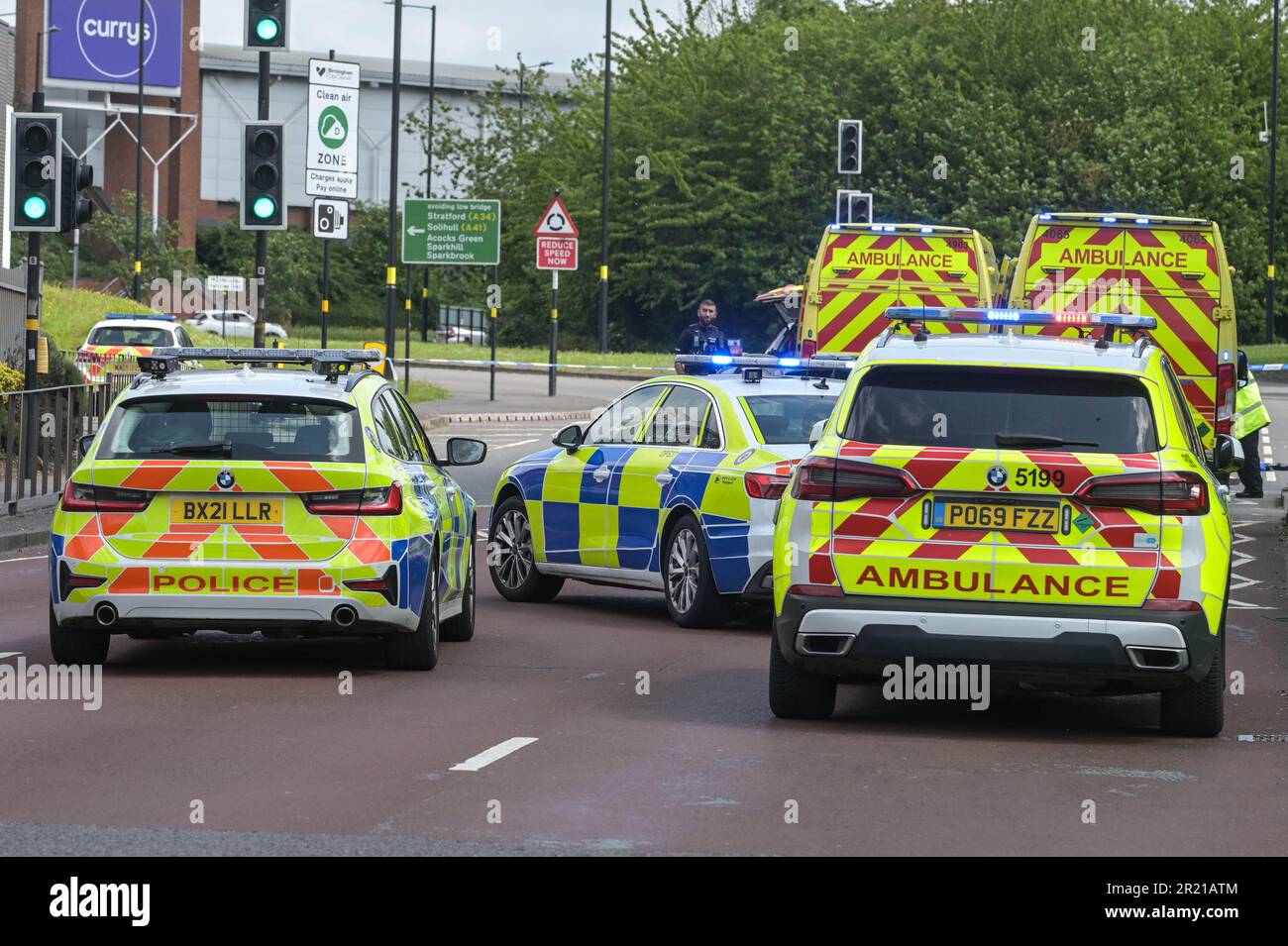 Belgrave Middleway, Birmingham, 16th May 2023 - A man has died after he was hit by a vehicle whilst crossing a major road through Birmingham city centre on Tuesday afternoon. Paramedics worked on the cyclist but he was declared dead at the scene. West Midlands Police closed both sides of Belgrave Middleway which is a 3-lane ring road through the city centre, causing traffic gridlock as officers investigate the mans death. West Midlands Police said at the time: 'We are currently dealing with a serious collision on Belgrave Middleway between the junctions of Horton Square and Haden Circus. 'The Stock Photo