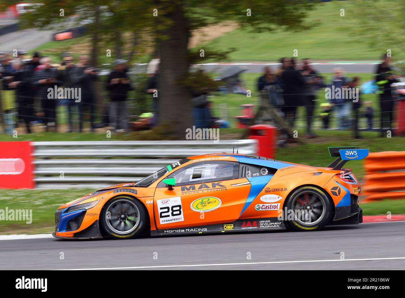 Jacopo Guidetti - Nova Race -  driving Honda NSX GT3 number 28 in the 2023 GT World Challenge Europe Sprint Cup at Brands Hatch in May 2023 Stock Photo
