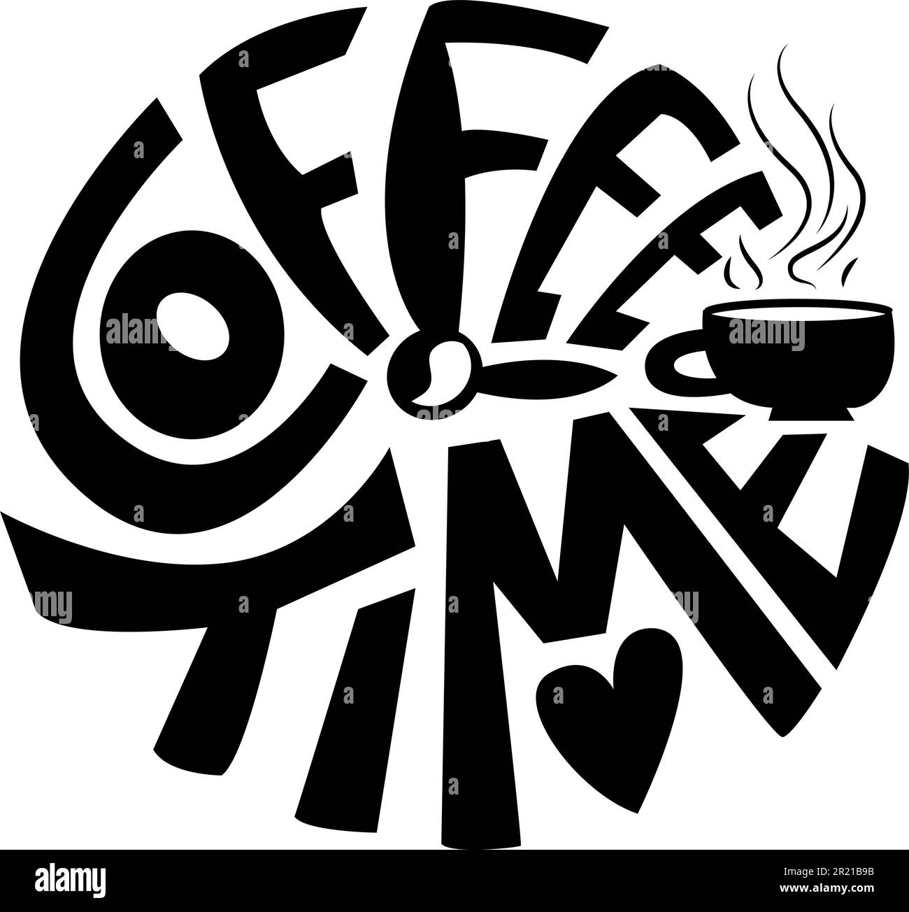 Coffee time cafe text phrase monochrome vector. Advertisement word
