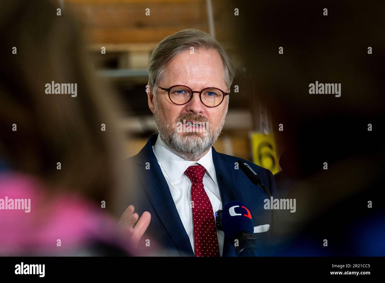Cinovec dubi 16th may 2023 czech prime minister petr fiala right