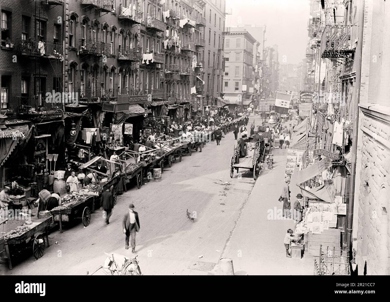 Usa New York - Italian market in Mulberry Street between 1900 -1910 Stock Photo