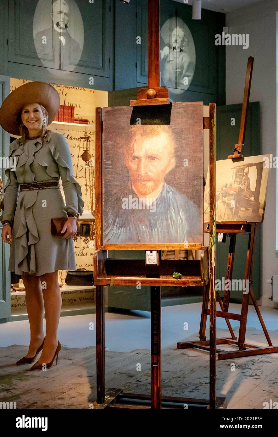 Open The Renovated Museum. 16th May, 2023. Queen Maxima of The Netherlands at the Van Gogh Village Museum in Nuenen, on May 16, 2023, to open the renovated museum. Van Gogh lived in Nuenen between December 1883 and November 1885 and painted about a quarter of his oeuvre there Credit: pool/ R van Lonkhuijsen/Albert Nieboer/Netherlands OUT/Point de Vue OUT/dpa/Alamy Live News Stock Photo