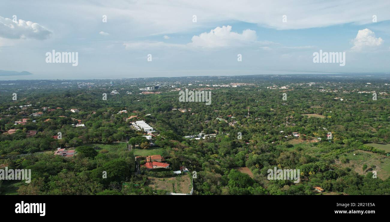 Landmark of Managua city aerial drone view on bright sunny day Stock Photo