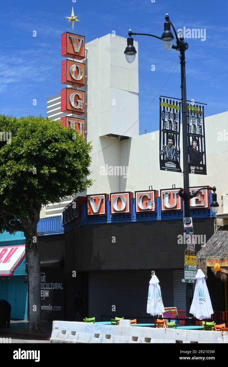 LOS ANGELES, CALIFORNIA - 12 MAY 2023: The Old Vogue Theatre now the Vogue Multicultural Museum on Hollywood Boulevard. Stock Photo