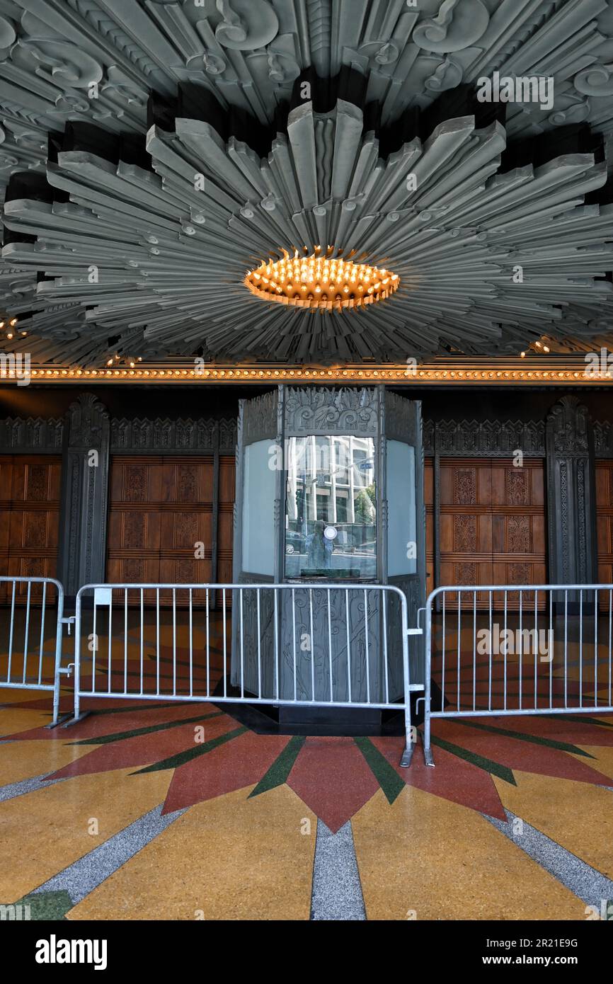 LOS ANGELES, CALIFORNIA - 12 MAY 2023: The Wiltern Theatre ticket booth on Wilshire Boulevard. Stock Photo