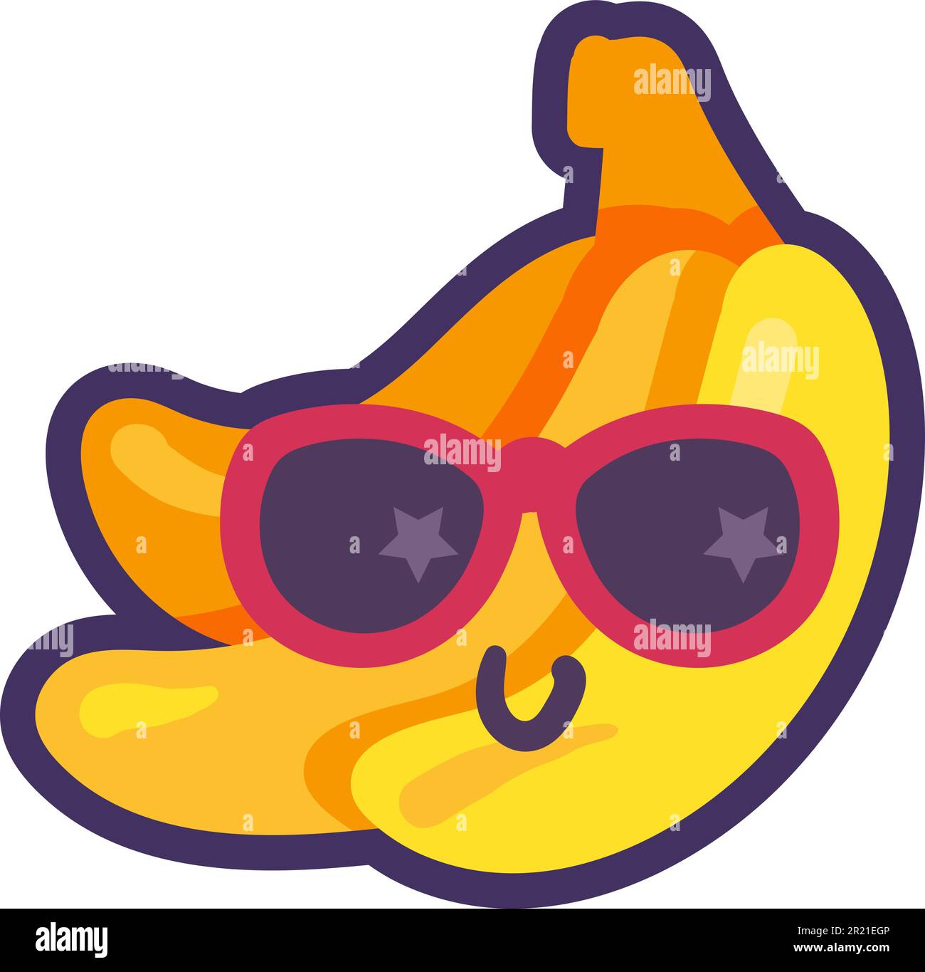 Bananas tropical food emoji happy emotion vector. Cool smiling product