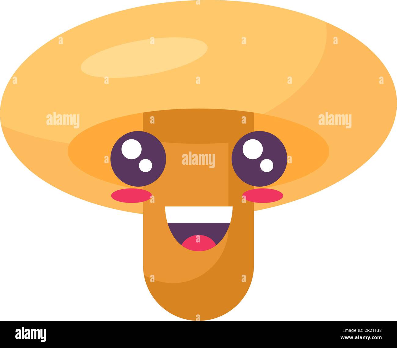Mushroom vegetable emoji happy emotion vector. Laughing vitamin