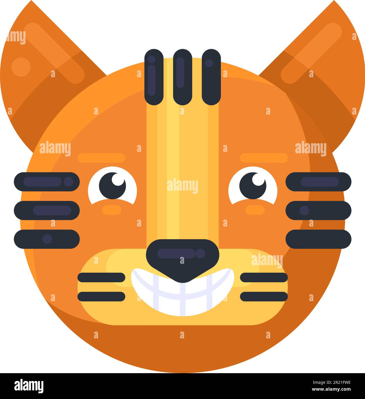 Kawaii Cute Cat Face with Ears. Positive Emotions. Cartoon Vector