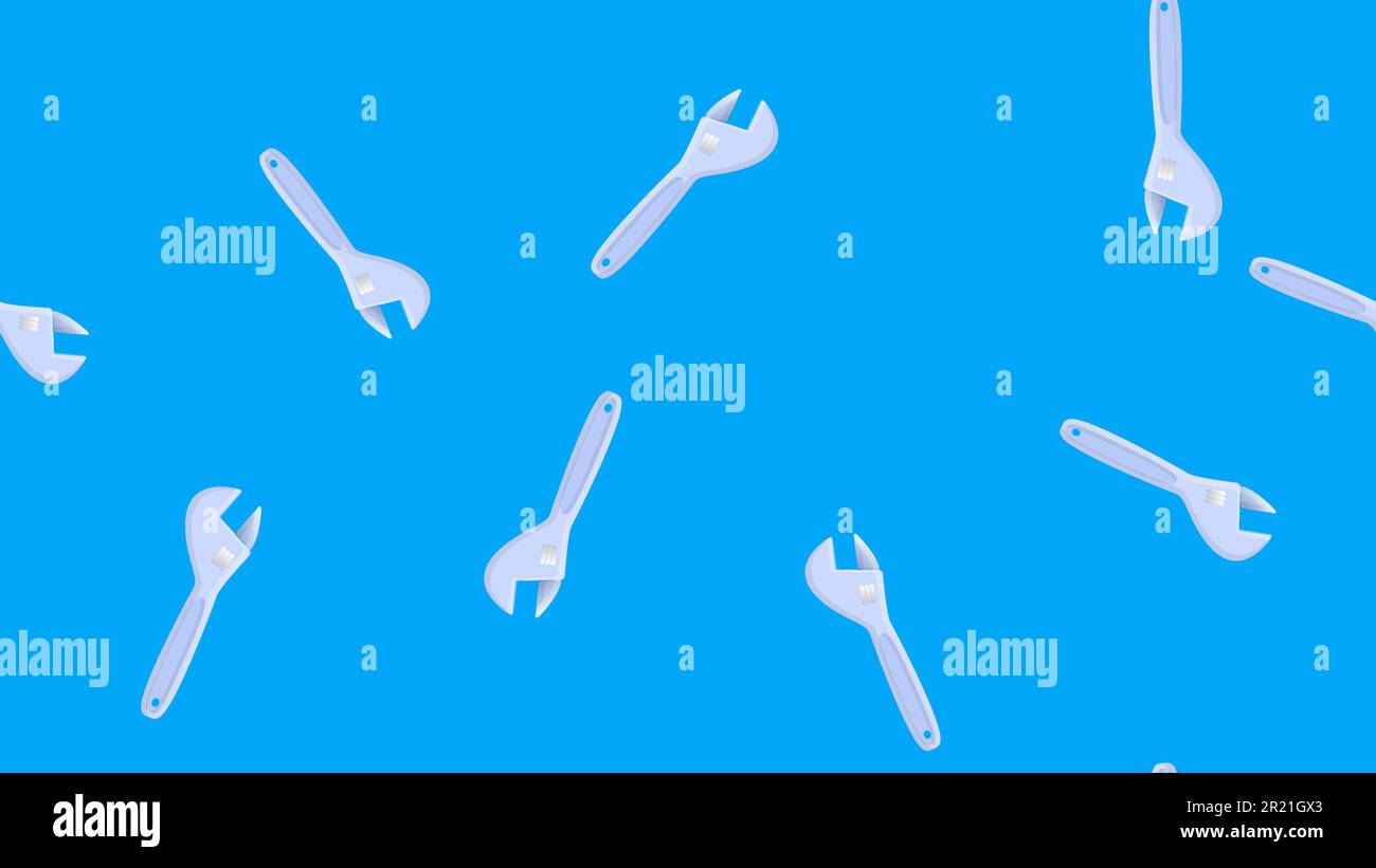Wrench spanner icon isolated seamless pattern on blue background. Vector. Stock Vector