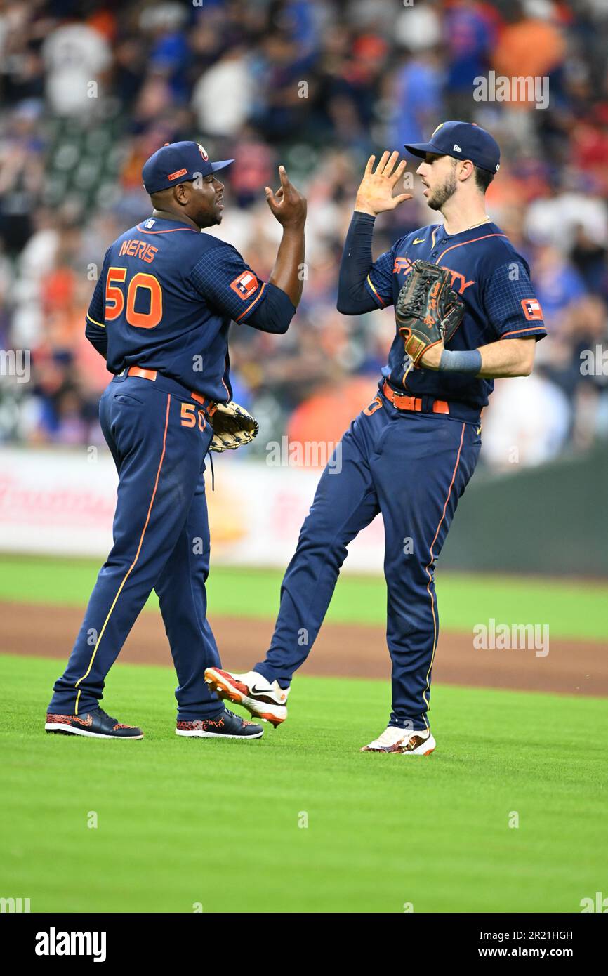 Houston Astros relief pitcher Hector Neris (50) celebrates with Houston