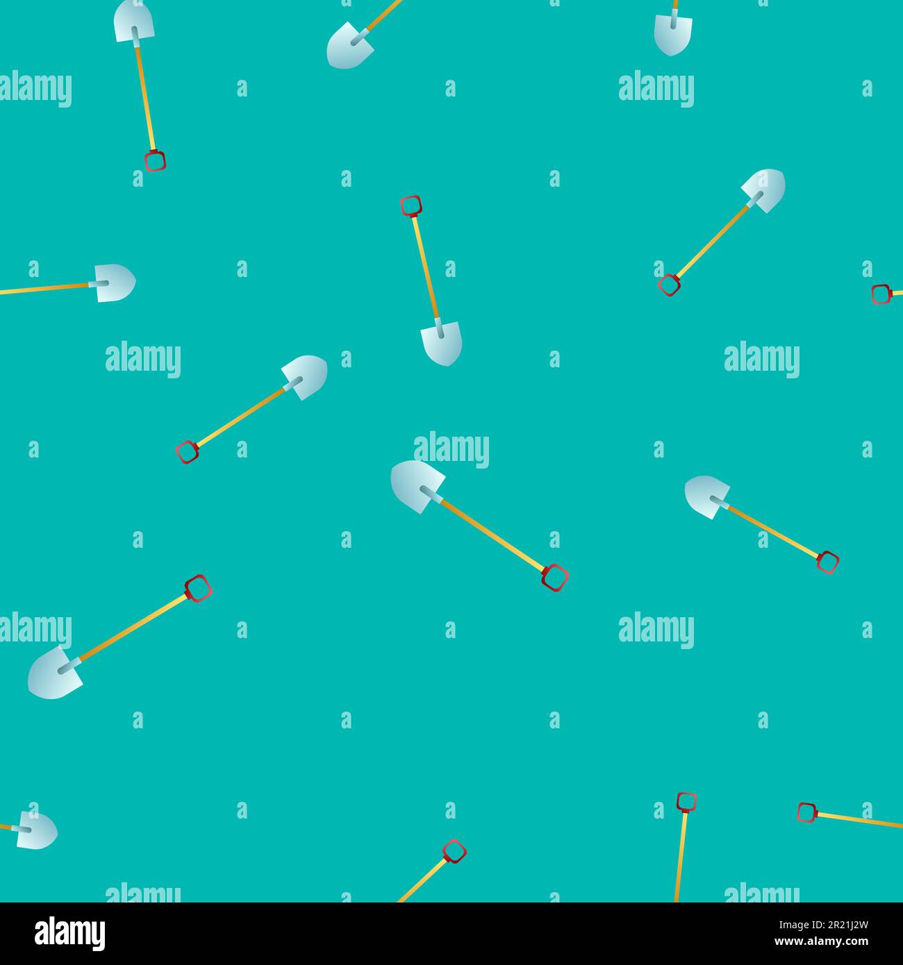 Seamless pattern with garden tools, vector simple shovels. Stock Vector