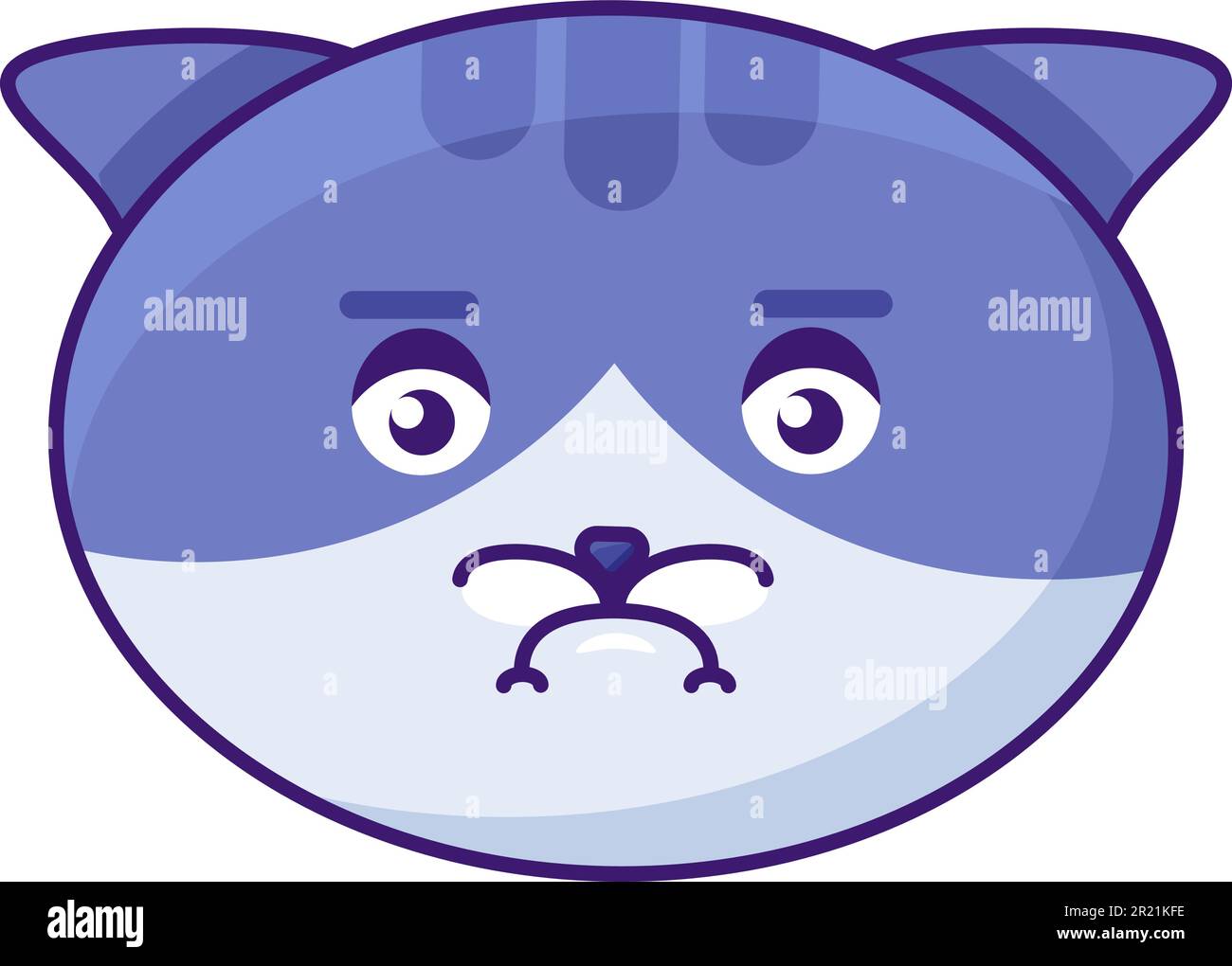 Cat set emoji avatar. sad and angry face. guilty and sleeping. Pet sleeping  emotion face. Kitty Eggplant. Vector illustration Stock Vector