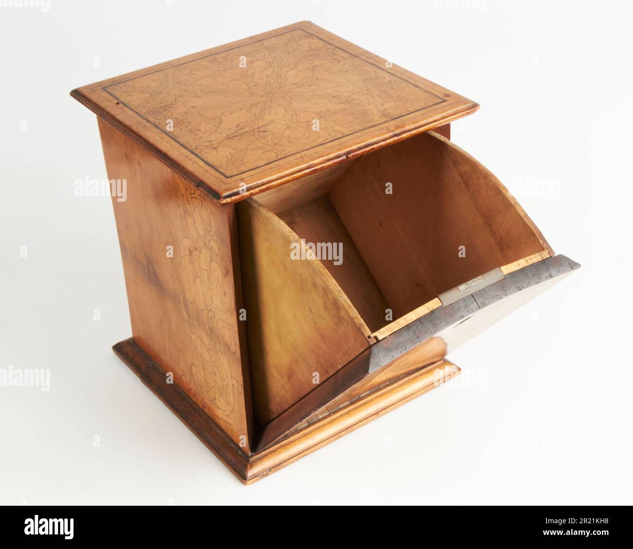 Unusual antique 1900s Arts and Crafts pen and ink work box with drop