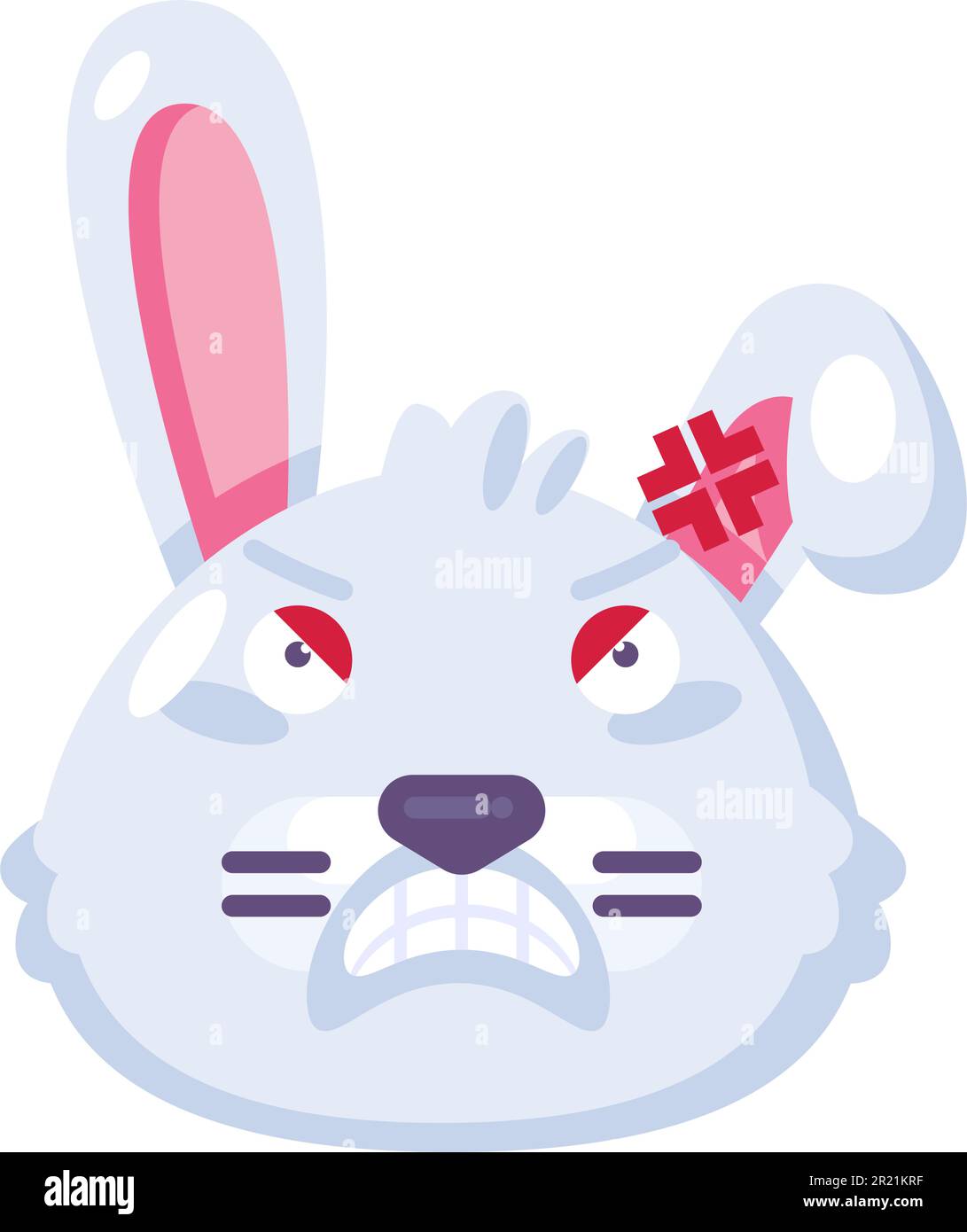 Bunny angry reaction expression face emoji vector. Rabbit forest animal