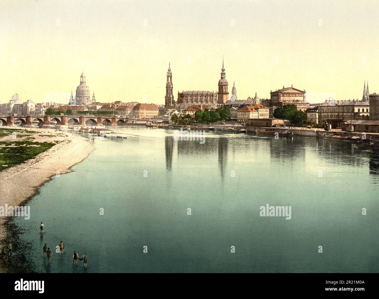 The old town of Dresden seen from the Marienbrücke, Saxony, Germany, Historic, Photochrome print ...