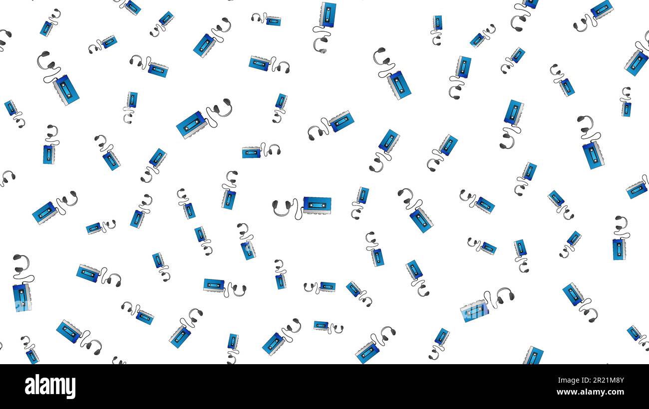 Seamless pattern of retro old hipster music audio cassette players from ...
