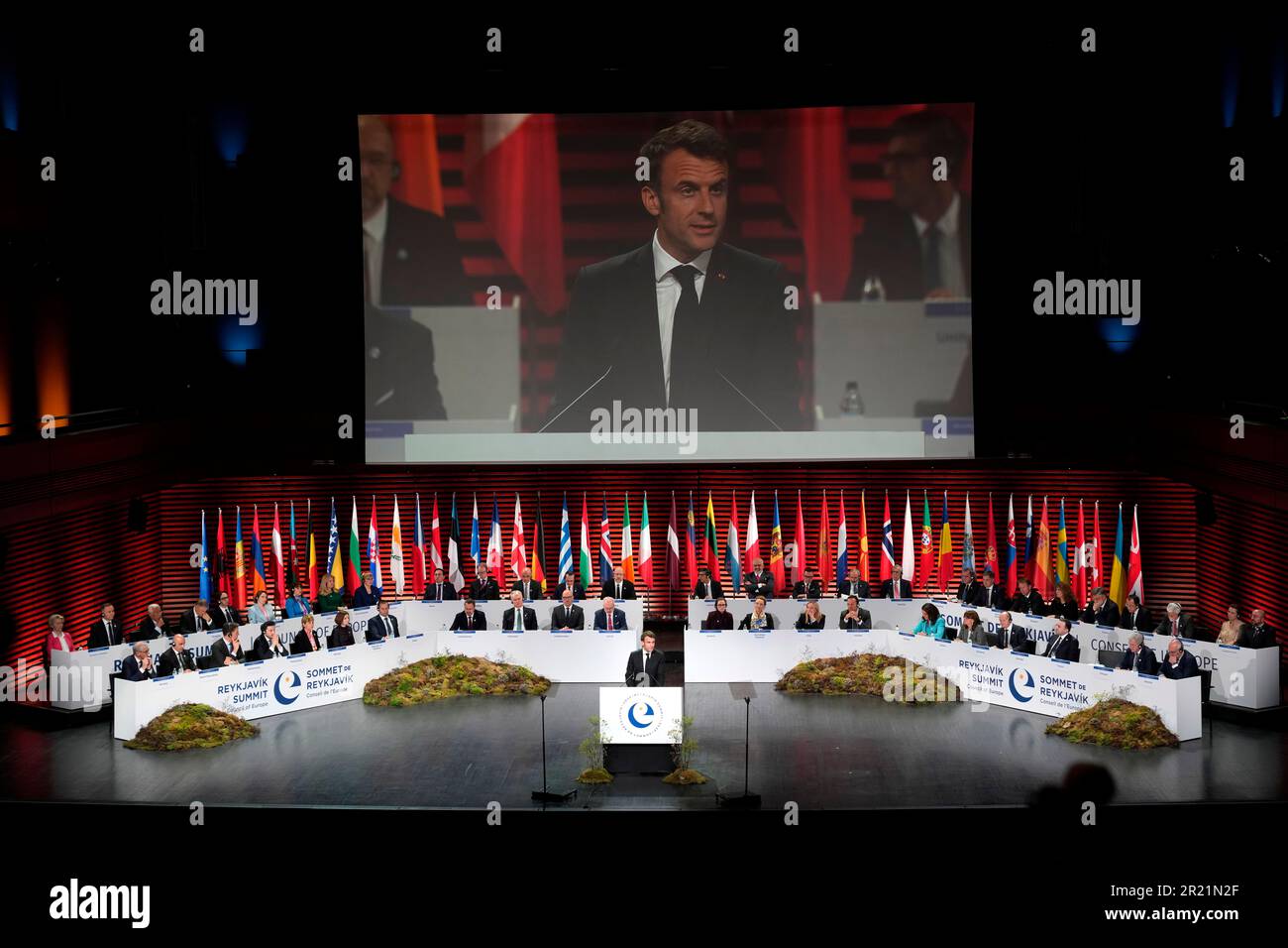 France's President Emmanuel Macron speaks during the opening of the