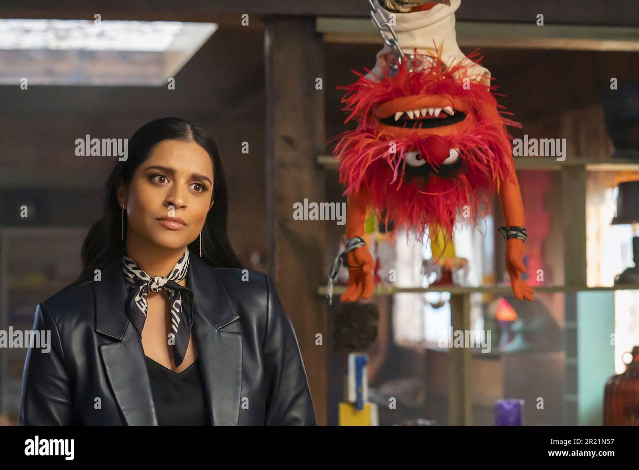The Muppets Mayhem  Lilly Singh & Animal Stock Photo