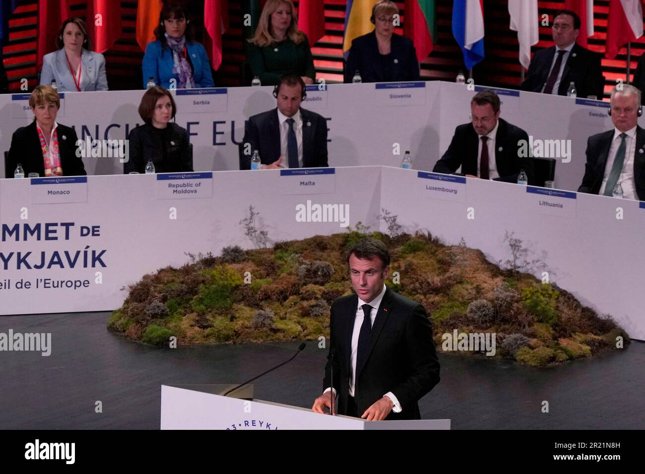 France's President Emmanuel Macron speaks during the opening of the