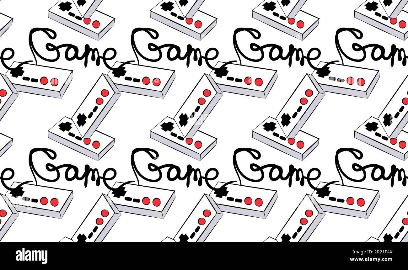 A pattern of old white retro vintage antique hipster joysticks for ...