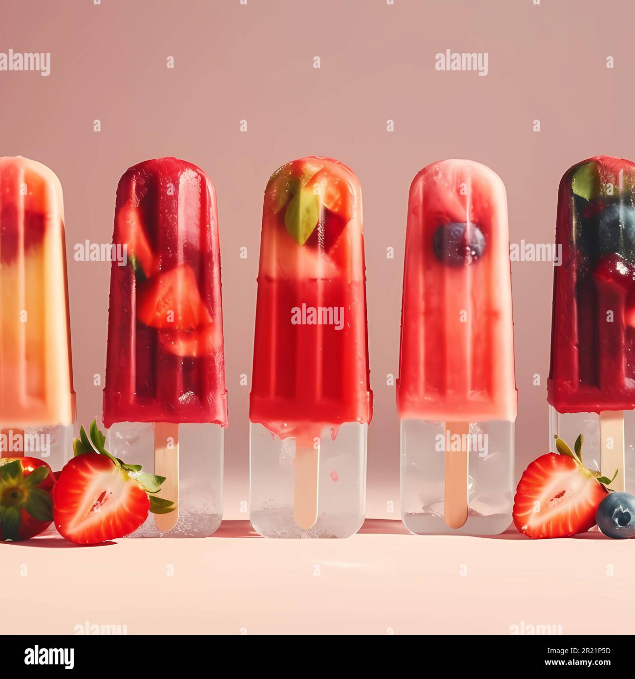 Beautiful delicious fruit ice cream with berries for summer natural