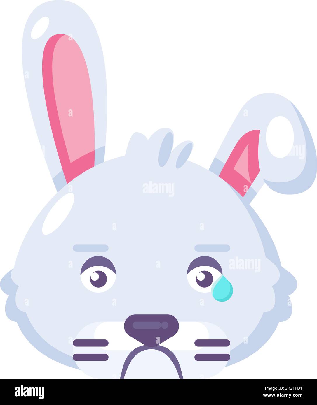 Rabbit crying expression cute facial emoji vector. Bunny furry animal ...