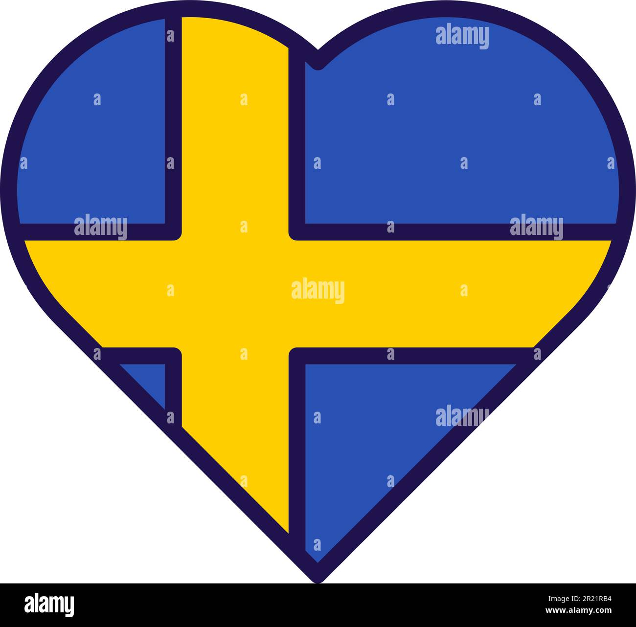 Sweden country nation flag in heart form vector. Scandinavian peninsula
