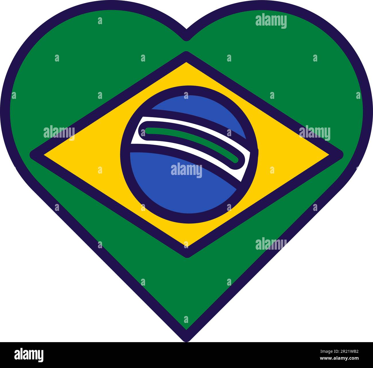 Brazil country national flag in heart form vector. Brazilian