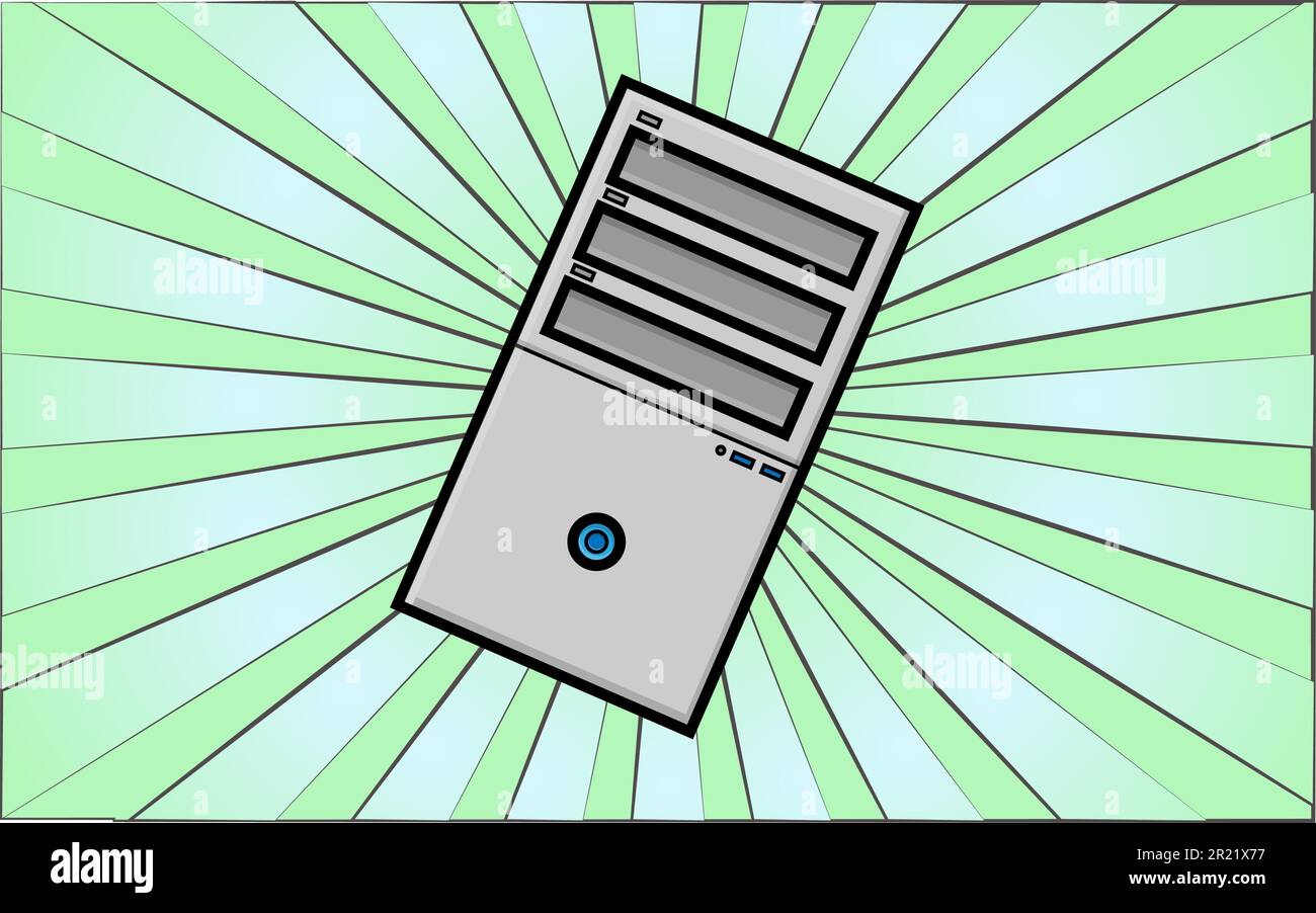 Modern digital stationary gaming office computer system unit on a