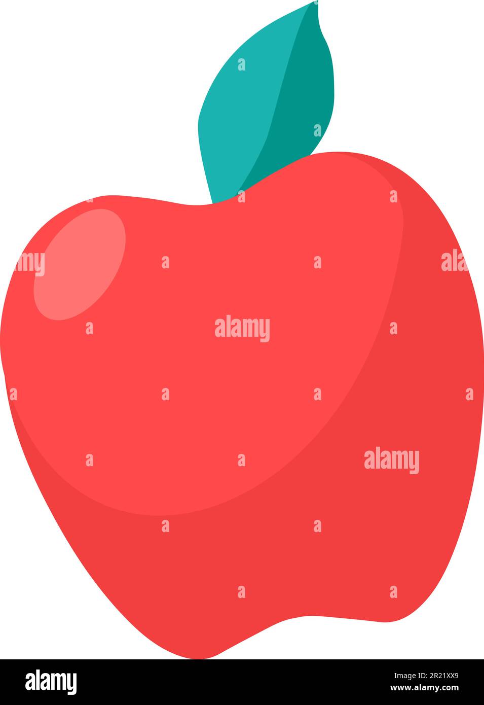 Apple red natural food with green leaf vector. Vitamin sweet and juicy nutrition for eat school break, agricultural nutrient and dietary plant. Delici Stock Vector