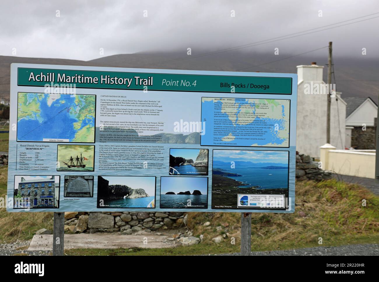 Achill Maritime History Trail information board in County Mayo Stock ...
