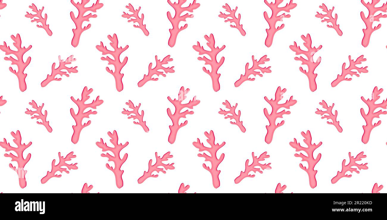 Trendy seamless pattern with pink coral on white background. Vector ...
