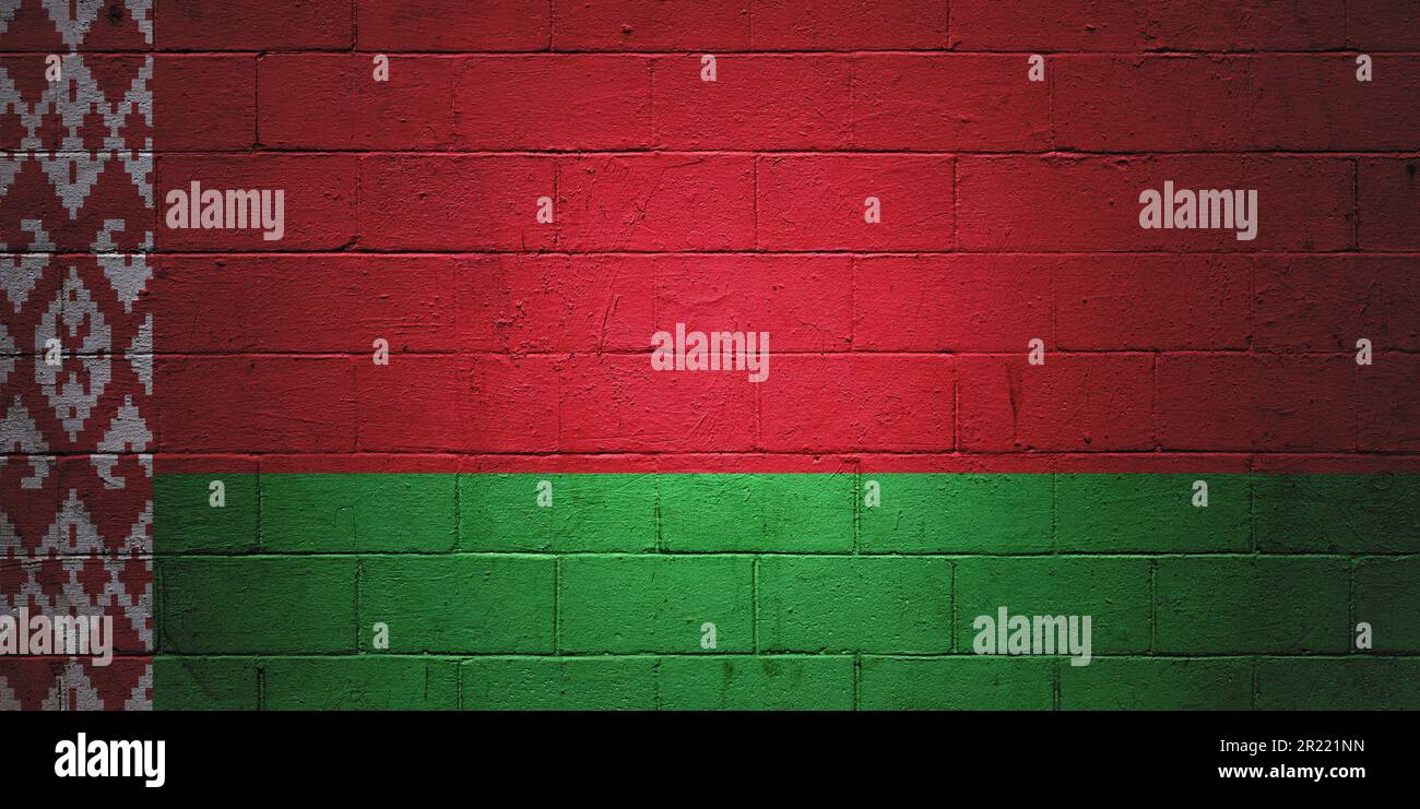 Flag of Belarus painted on a cinder block wall Stock Photo - Alamy